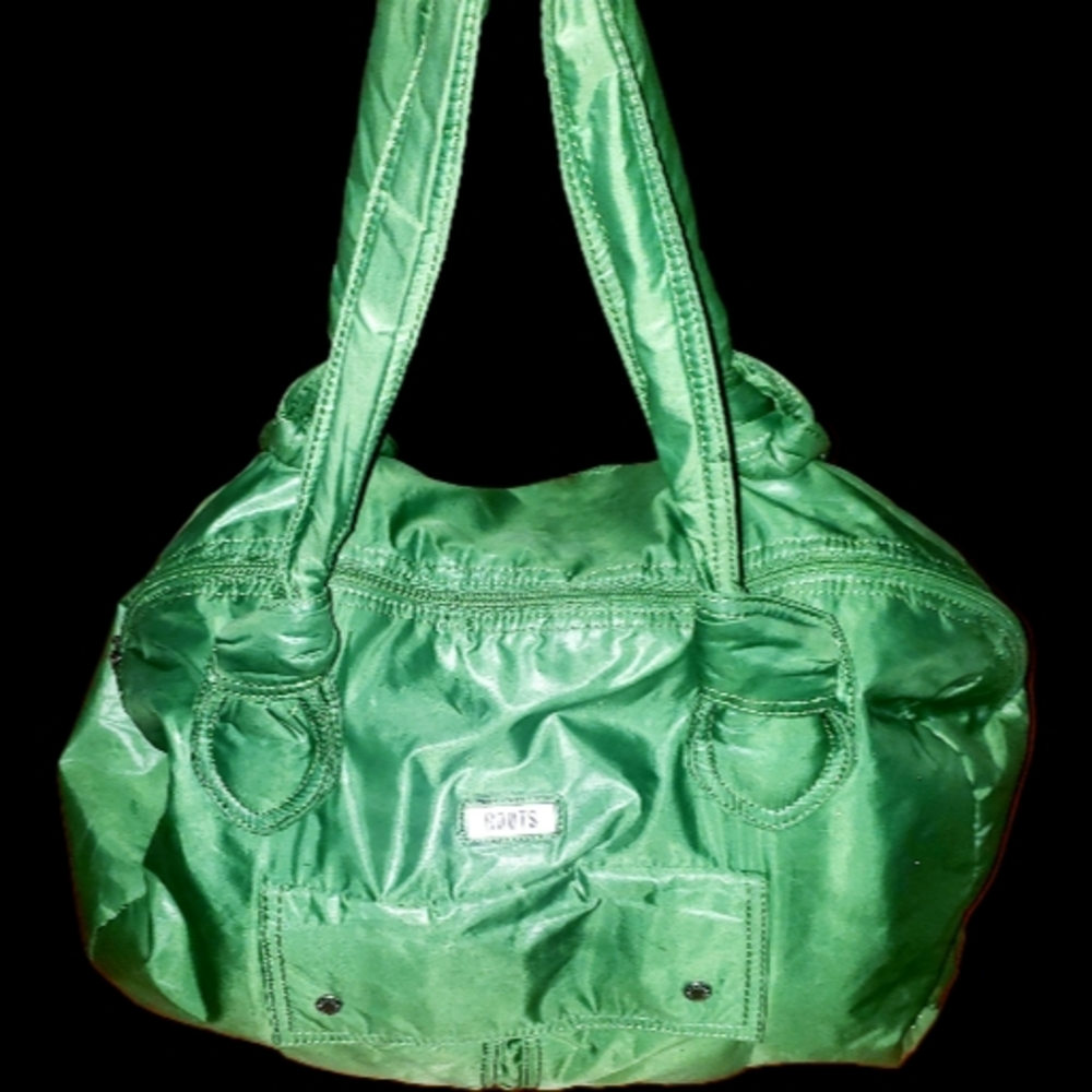 Roots Green Shoulder Bag with Glossy Finish